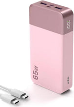 Load image into Gallery viewer, NOBIS Powerbank 20000 mAh, 65 W Quick Charge Power Bank Portable Charger with Digital Display, Dual USB-C/USB-A for Laptop, Phone, Tablet, Travel Compatible External Battery Pack