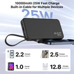Load image into Gallery viewer, NOBIS 25W Portable Charger 10000mah Power Bank Built-in USB-C Cable