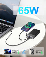 Load image into Gallery viewer, NOBIS 20000mAh Power Bank for Laptops, 65W PD Power Bank With digital display &amp; detachable C to C cable for phones, Samsung tablets, headphones etc.