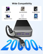 Load image into Gallery viewer, NOBIS 20000mAh Power Bank for Laptops, 65W PD Power Bank With digital display &amp; detachable C to C cable for phones, Samsung tablets, headphones etc.