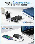 Load image into Gallery viewer, NOBIS 20000mAh Power Bank for Laptops, 65W PD Power Bank With digital display &amp; detachable C to C cable for phones, Samsung tablets, headphones etc.